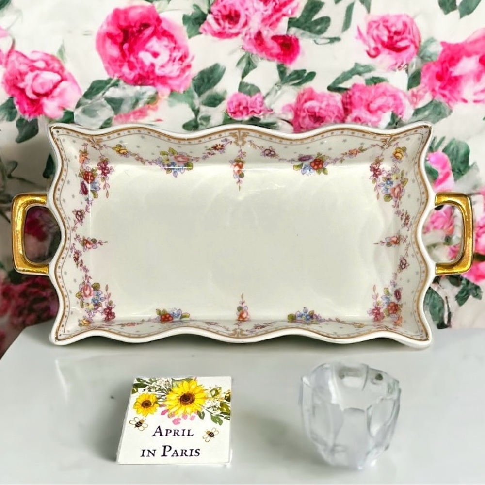 Beautiful Shabby Chic Cottagecore Vintage Porcelain Tray